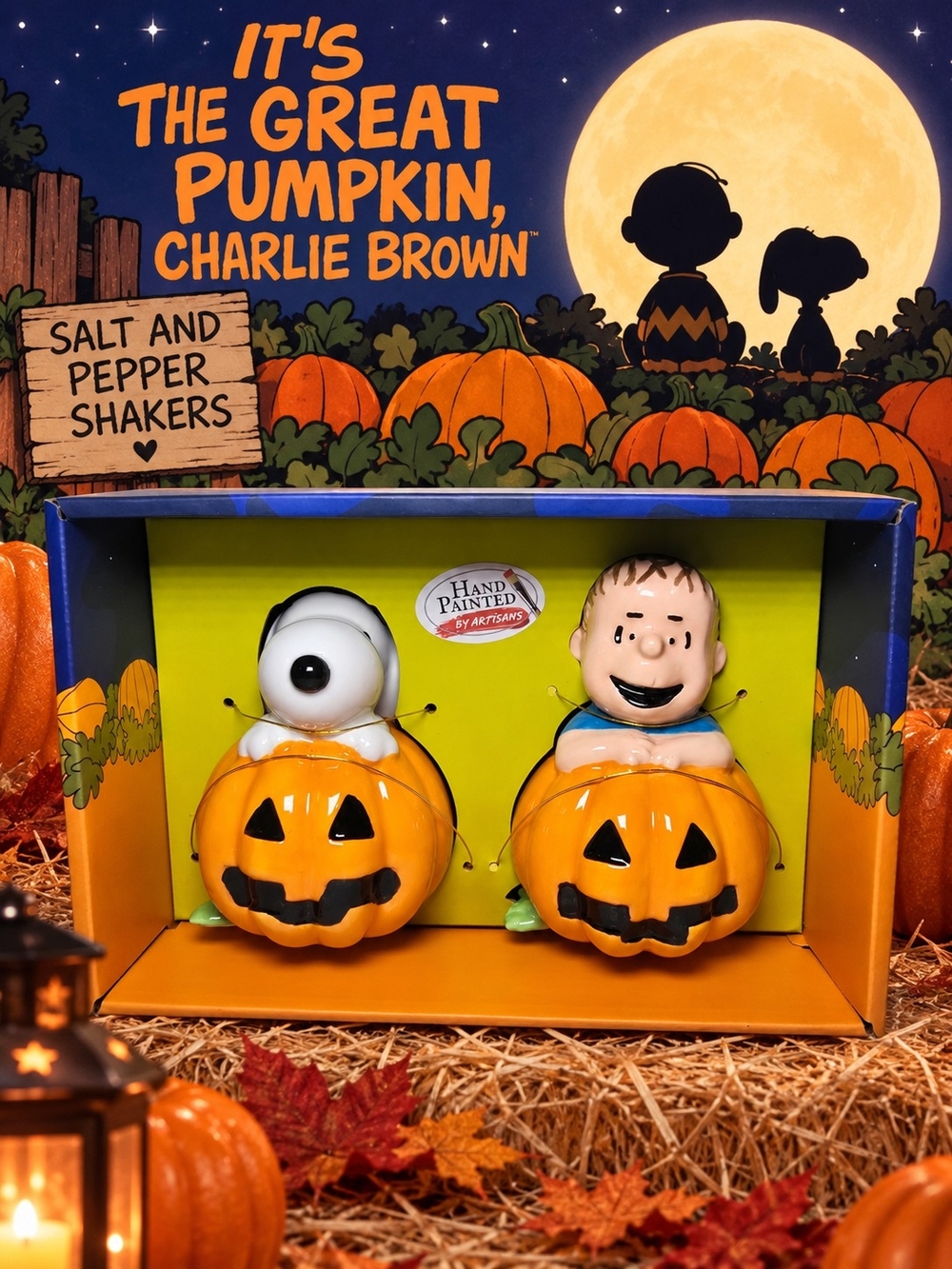 Peanuts It’s the Great Pumpkin Charlie Brown Salt & Pepper Shakers Hand Painted